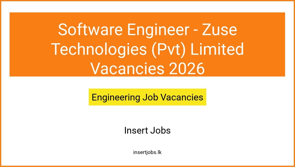 Software Engineer - Zuse Technologies (Pvt) Limited Vacancies 2026