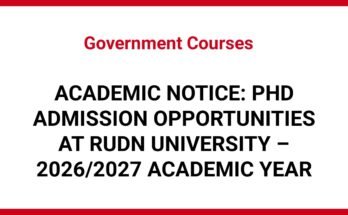 ACADEMIC NOTICE: PHD ADMISSION OPPORTUNITIES AT RUDN UNIVERSITY – 2026/2027 ACADEMIC YEAR