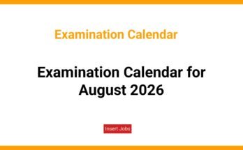 Examination Calendar for August 2026