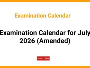 Examination Calendar for July 2026 (Amended)