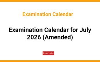 Examination Calendar for July 2026 (Amended)