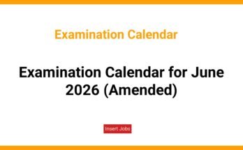 Examination Calendar for June 2026 (Amended)