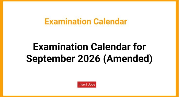 Examination Calendar for September 2026 (Amended)