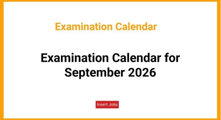 Examination Calendar for September 2026