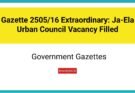 Gazette 2505/16 Extraordinary: Ja-Ela Urban Council Vacancy Filled