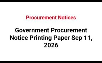 Government Procurement Notice Printing Paper Sep 11, 2026