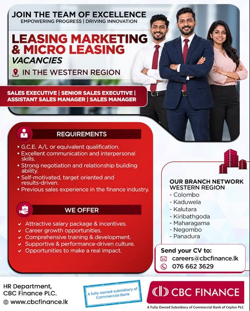 CBC Finance Careers: Leasing & Micro Leasing Vacancies in Western Region