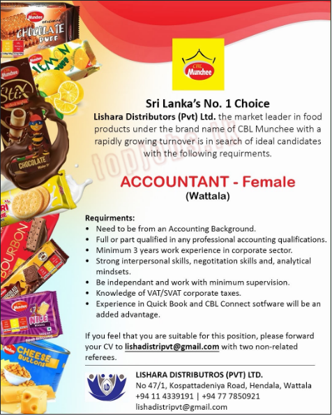 Accountant - Lishara Distributors Pvt. Ltd Careers 