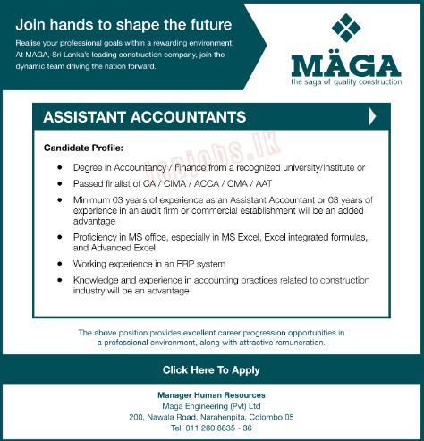 Assistant Accountant - Maga Engineering (Pvt) Ltd