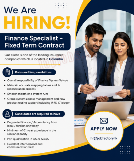 Finance Specialist - Jobfactory Careers  (Source: Topjobs.lk))