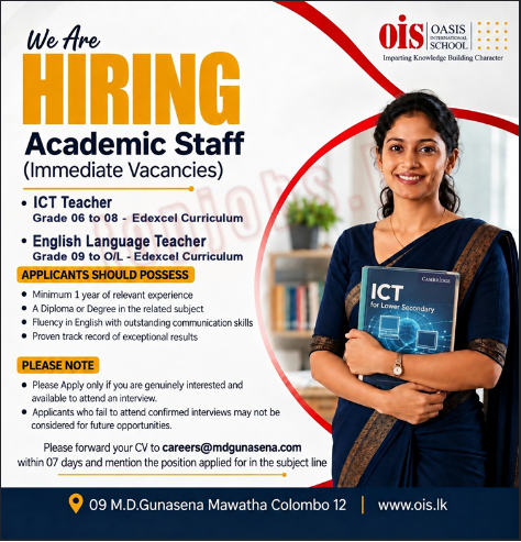 Academic Staff (Immediate Vacancies) Oasis International School 