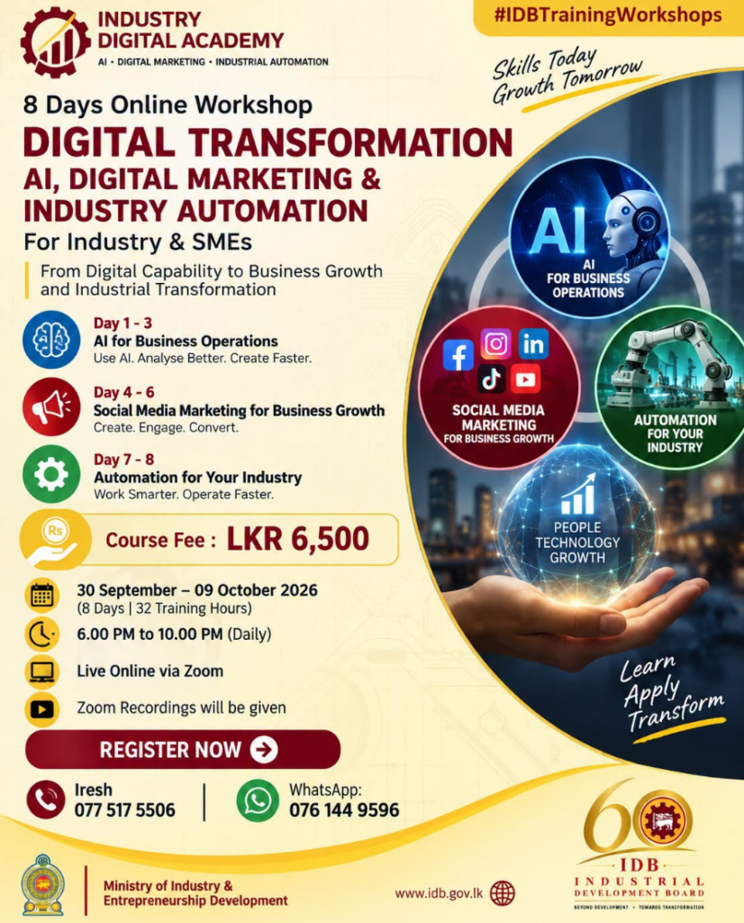 8 DAYS ONLINE WORKSHOP ON DIGITAL TRANSFORMATION – AI, DIGITAL MARKETING & INDUSTRY AUTOMATION