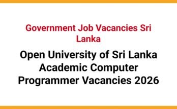 Open University of Sri Lanka Academic Computer Programmer Vacancies 2026