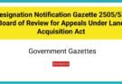 Resignation Notification Gazette 2505/53: Board of Review for Appeals Under Land Acquisition Act