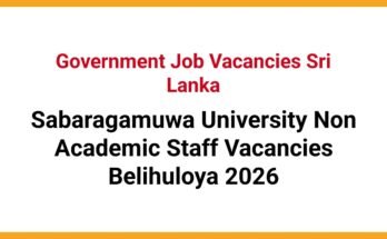 Sabaragamuwa University Non Academic Staff Vacancies Belihuloya 2026