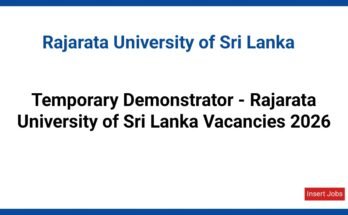 Temporary Demonstrator - Rajarata University of Sri Lanka Vacancies 2026