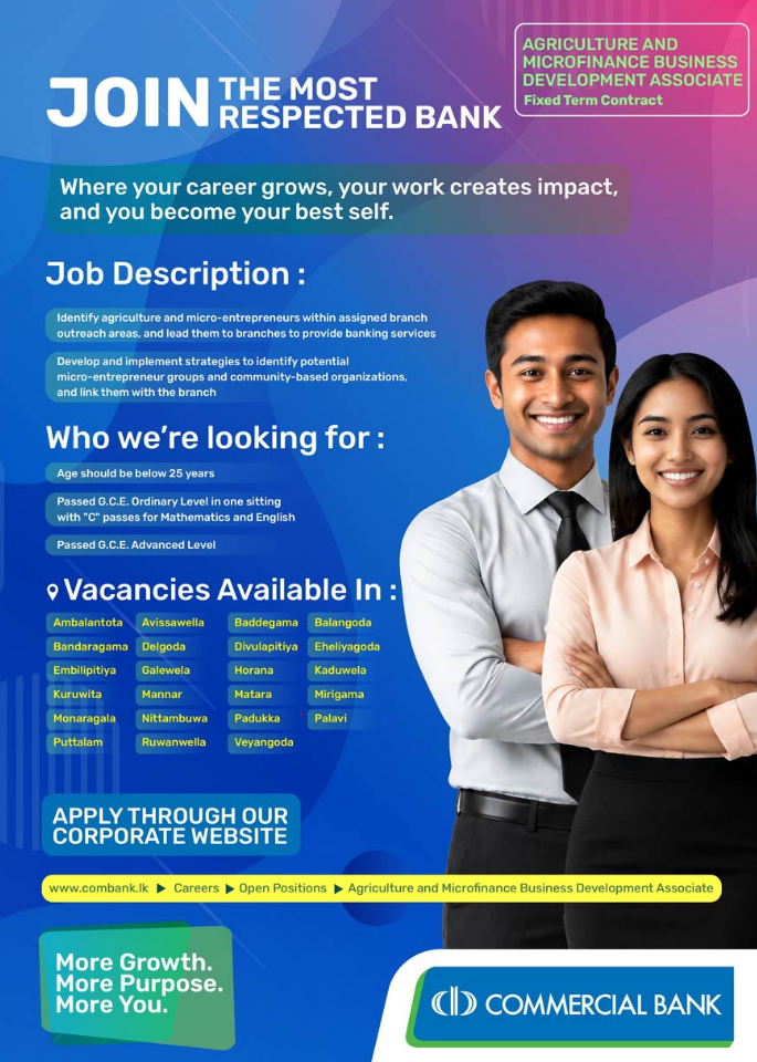 Agriculture and Microfinance Business Development Associate - Commercial Bank